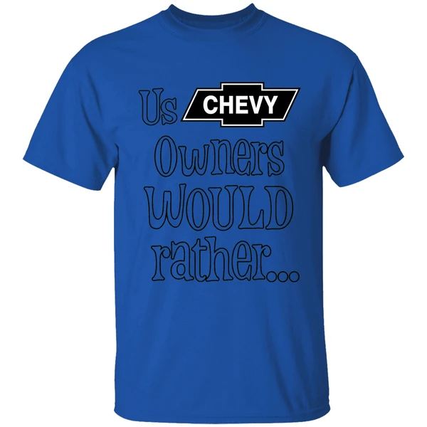 shaboozey wearing us chevy owners would rather shirt royalblue