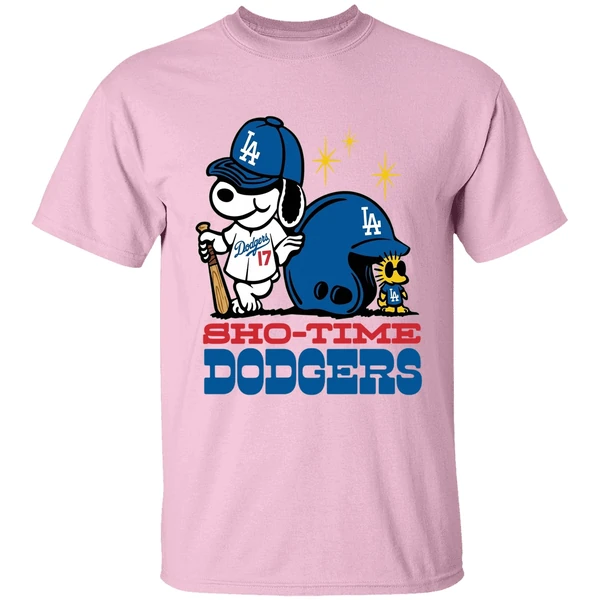 Sho Time Dodgers Shohei Ohtani Los Angeles Dodgers Snoopy And Woodstock Shirt - Image 2