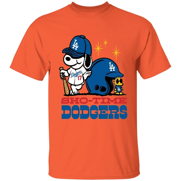 Sho Time Dodgers Shohei Ohtani Los Angeles Dodgers Snoopy And Woodstock Shirt - Image 3
