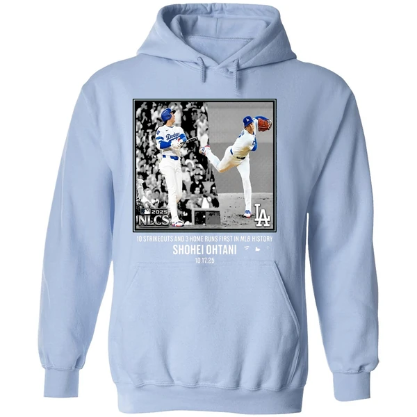 Shohei Ohtani 10 Strikeouts And 3 Home Runs First History Hoodie - Image 4