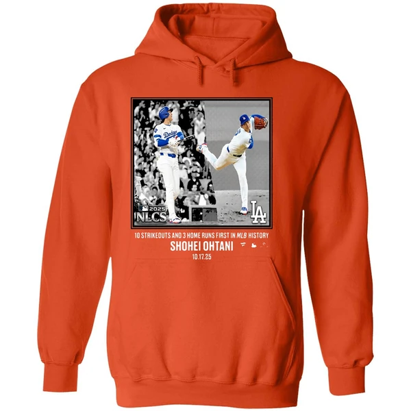 Shohei Ohtani 10 Strikeouts And 3 Home Runs First History Hoodie - Image 6