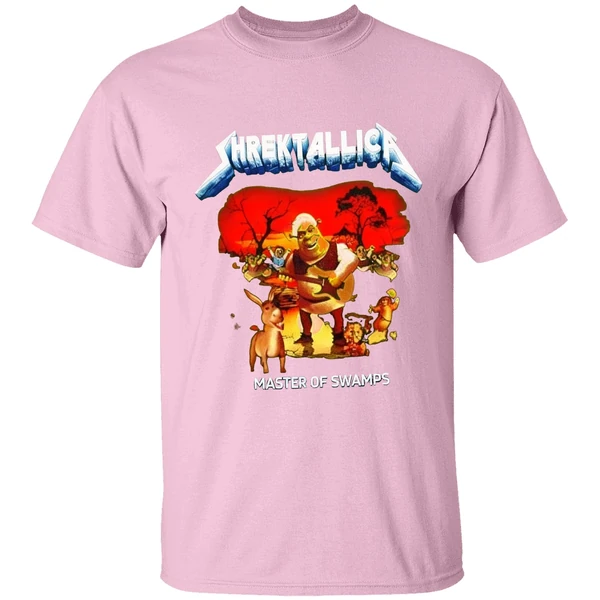 shrektallica shrek master of swamps shirt lightpink