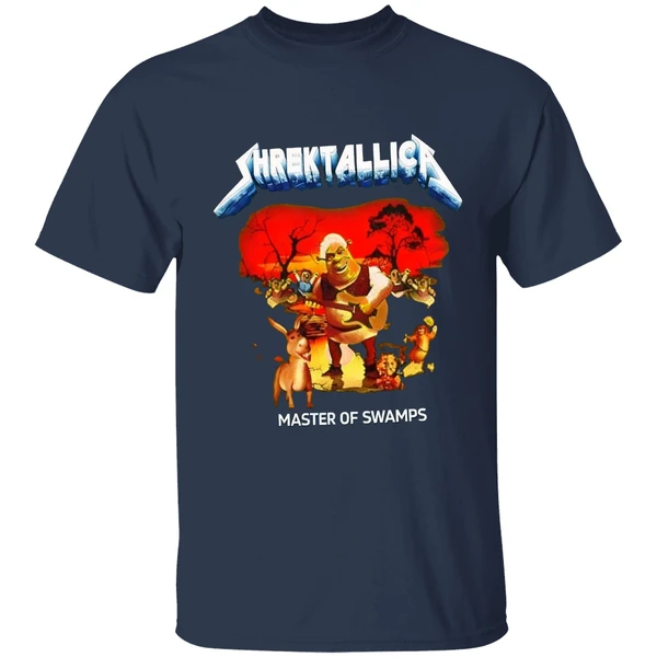 shrektallica shrek master of swamps shirt navy