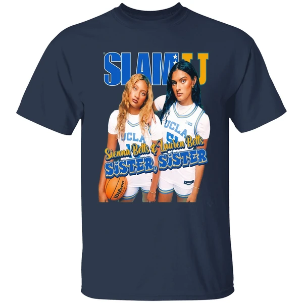 sienna betts and lauren betts sister sister ucla slam shirt navy