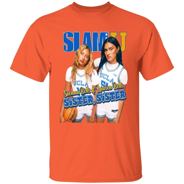 sienna betts and lauren betts sister sister ucla slam shirt orange