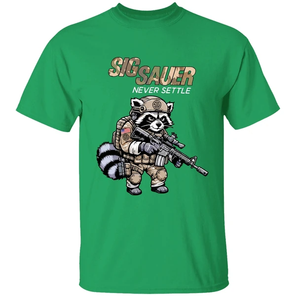 Sig Sauer Never Settle Raccoon Camo Shirt - Image 2