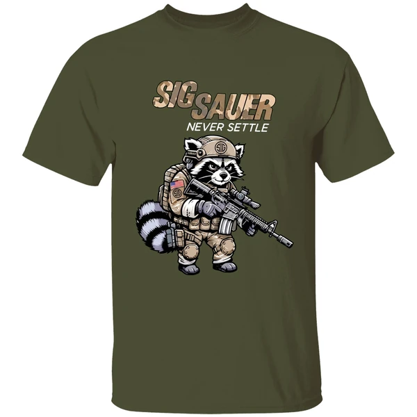 Sig Sauer Never Settle Raccoon Camo Shirt - Image 4