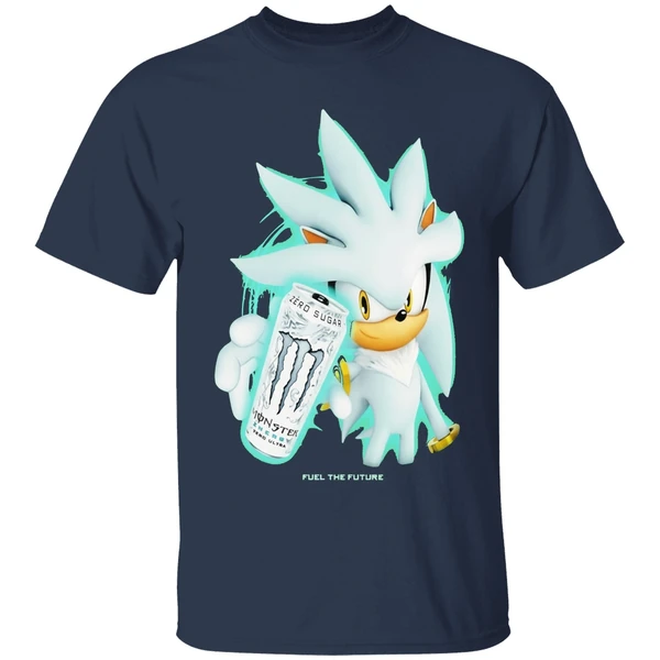 silver the hedgehog zero sugar monster drink shirt navy