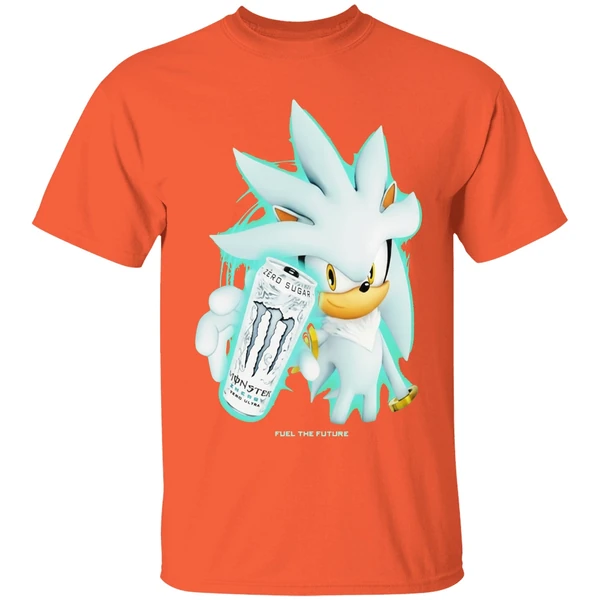 silver the hedgehog zero sugar monster drink shirt orange