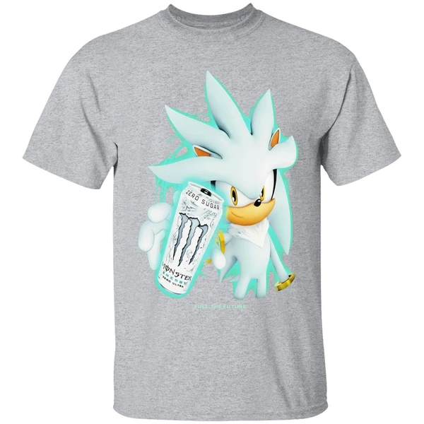 Silver The Hedgehog Zero Sugar Monster Drink Shirt - Image 9