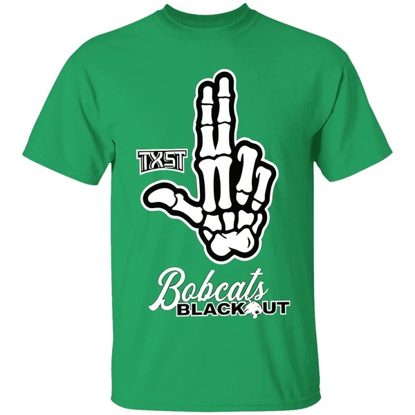 Skeleton Hand Txst Texas State Bobcats Blackout Shirt - Image 8
