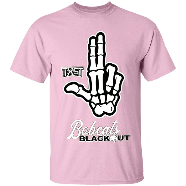 Skeleton Hand Txst Texas State Bobcats Blackout Shirt - Image 2