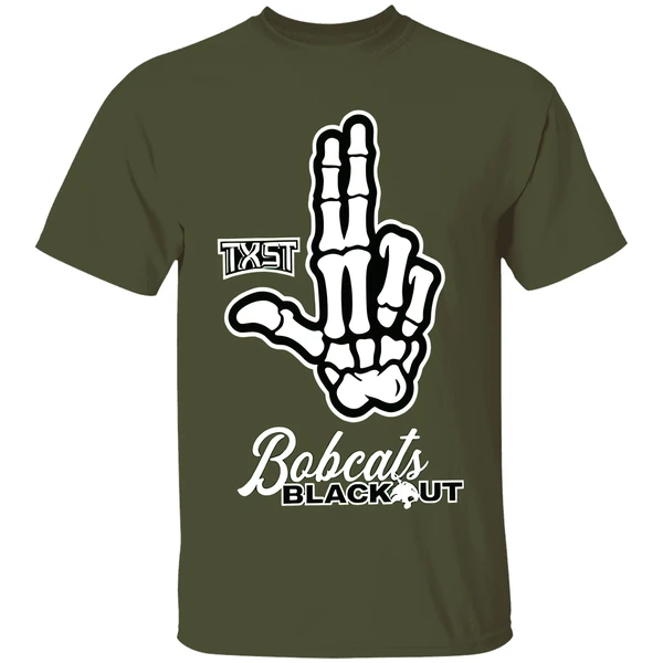 Skeleton Hand Txst Texas State Bobcats Blackout Shirt - Image 3