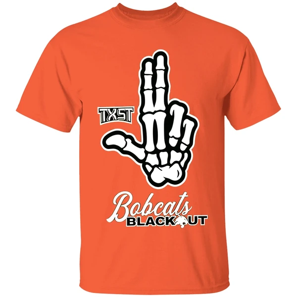 Skeleton Hand Txst Texas State Bobcats Blackout Shirt - Image 5