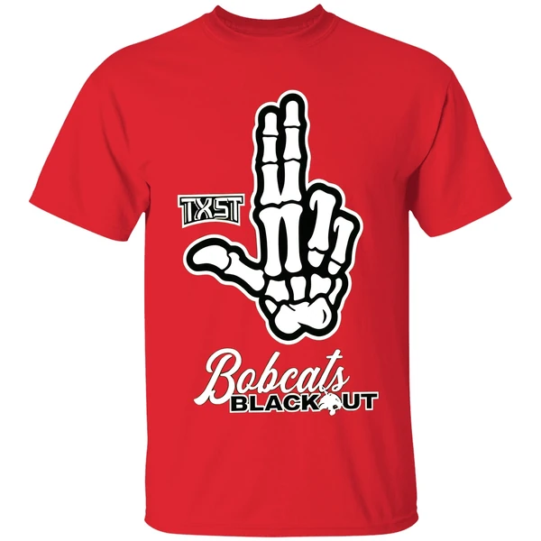 Skeleton Hand Txst Texas State Bobcats Blackout Shirt - Image 6