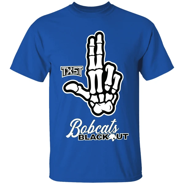 Skeleton Hand Txst Texas State Bobcats Blackout Shirt - Image 7