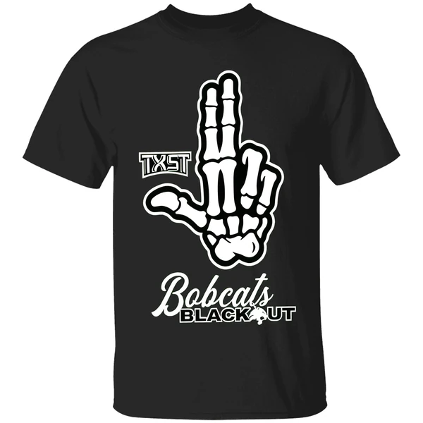 Skeleton Hand Txst Texas State Bobcats Blackout Shirt - Image 9