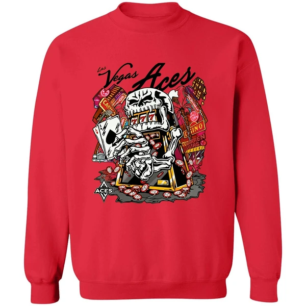 Skull Aces Slot Machine Champion Aja Wilson Las Vegas Aces Warren Lotas Sweatshirt - Image 4