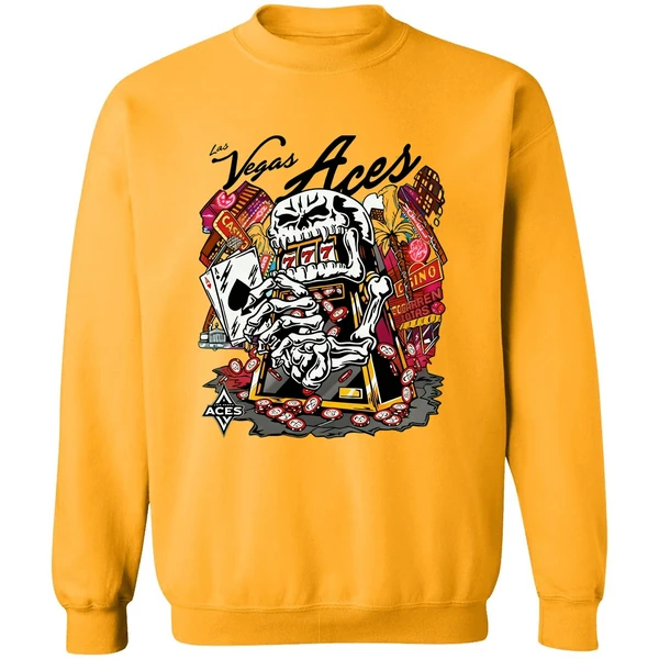 Skull Aces Slot Machine Champion Aja Wilson Las Vegas Aces Warren Lotas Sweatshirt - Image 2