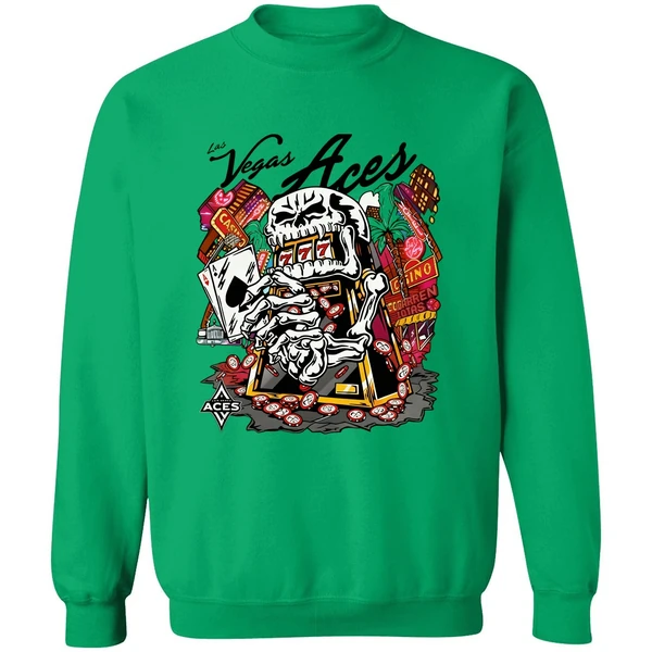 Skull Aces Slot Machine Champion Aja Wilson Las Vegas Aces Warren Lotas Sweatshirt - Image 3