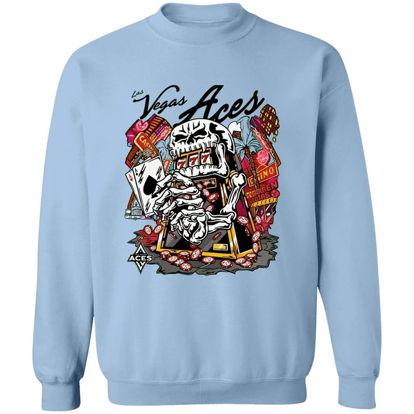Skull Aces Slot Machine Champion Aja Wilson Las Vegas Aces Warren Lotas Sweatshirt