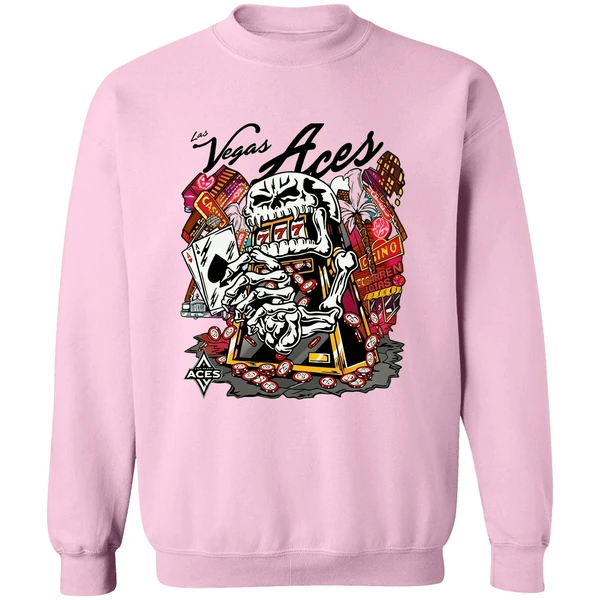 Skull Aces Slot Machine Champion Aja Wilson Las Vegas Aces Warren Lotas Sweatshirt - Image 5