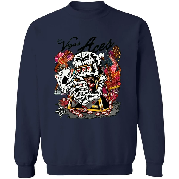 Skull Aces Slot Machine Champion Aja Wilson Las Vegas Aces Warren Lotas Sweatshirt - Image 6