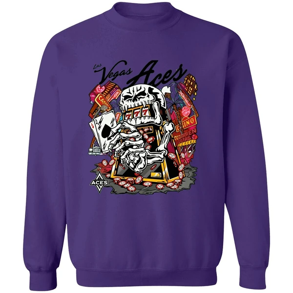 Skull Aces Slot Machine Champion Aja Wilson Las Vegas Aces Warren Lotas Sweatshirt - Image 7