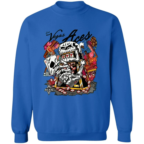 Skull Aces Slot Machine Champion Aja Wilson Las Vegas Aces Warren Lotas Sweatshirt - Image 8