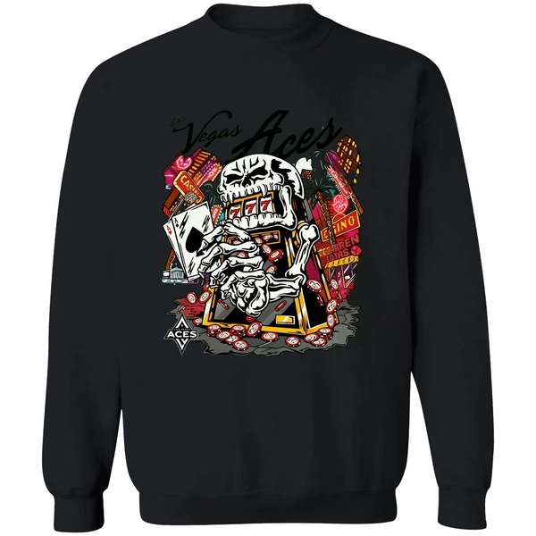 Skull Aces Slot Machine Champion Aja Wilson Las Vegas Aces Warren Lotas Sweatshirt - Image 9