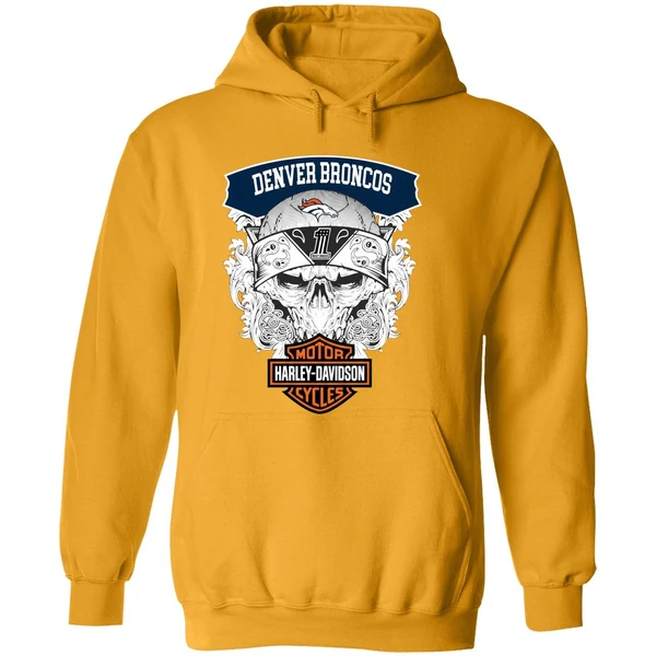 Skull Denver Broncos Nfl Football Motor Harley Davidson Cycles Hoodie