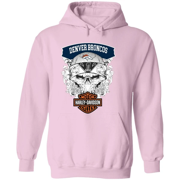 Skull Denver Broncos Nfl Football Motor Harley Davidson Cycles Hoodie - Image 5