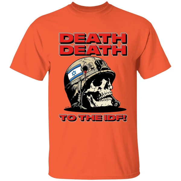 skull flag israel death death to the idf shirt orange