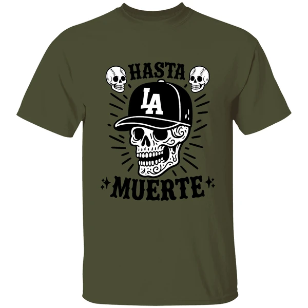 Skull Hasta Muerte Los Angeles Dodgers Football Shirt - Image 3