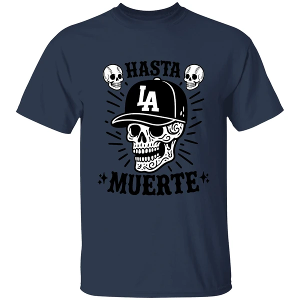 Skull Hasta Muerte Los Angeles Dodgers Football Shirt - Image 4