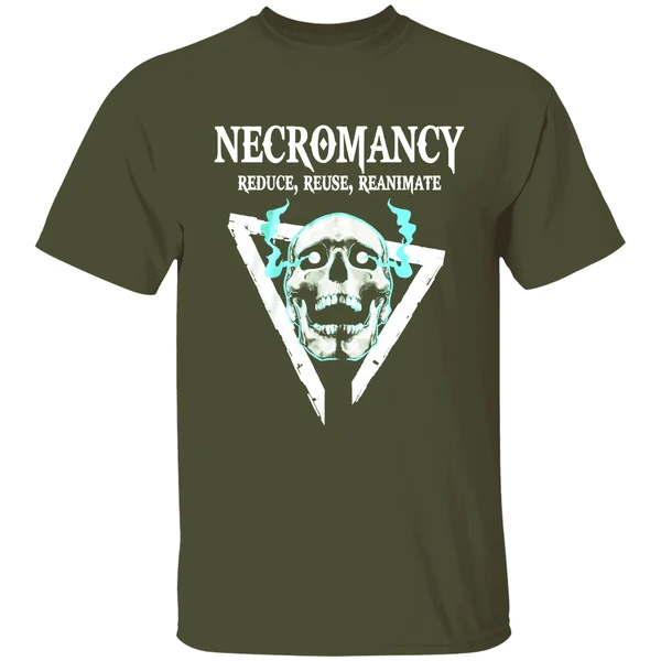 skull-necromancy-reduce-reuse-reanimate-shirt-militarygreen