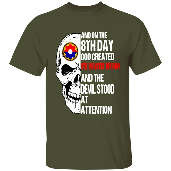 Skull On The 8th Day God Created 9th Infantry Division The Devil Stood At Attention Shirt - Image 3