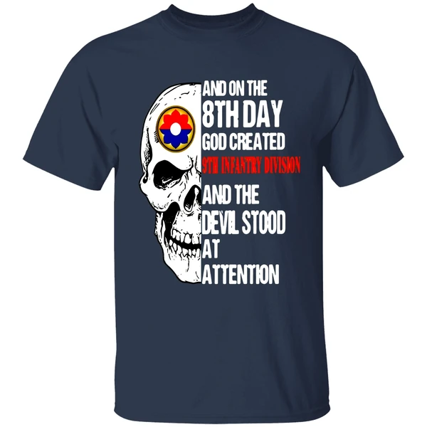 Skull On The 8th Day God Created 9th Infantry Division The Devil Stood At Attention Shirt - Image 4