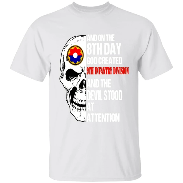 Skull On The 8th Day God Created 9th Infantry Division The Devil Stood At Attention Shirt - Image 9