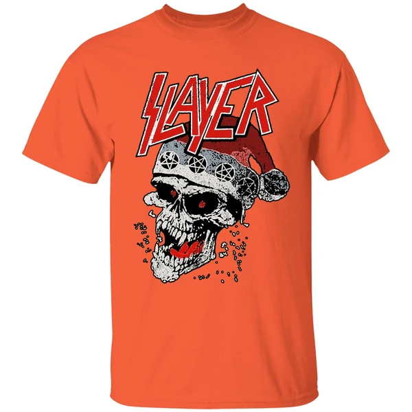 slayer laughing skull holiday christmas shirt orange