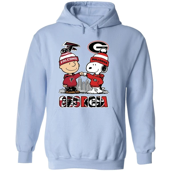 Snoopy And Charlie Brown Atlanta Falcons And Georgia Bulldogs Hoodie - Image 4