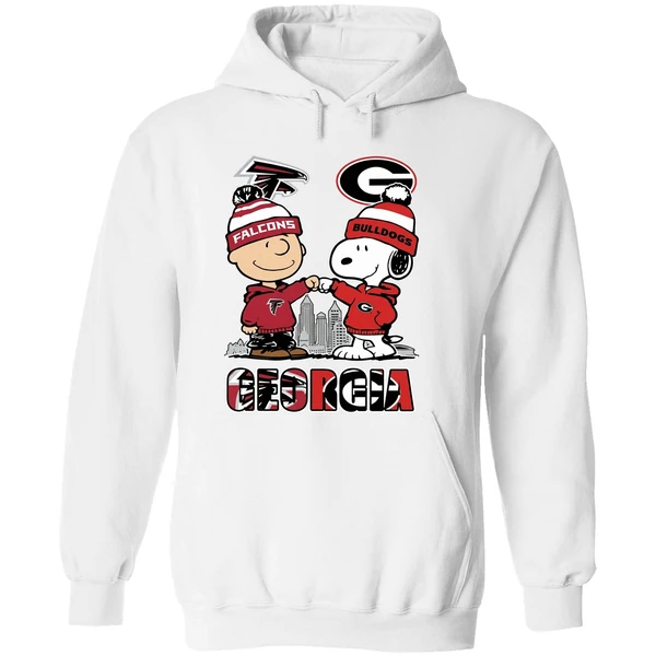 Snoopy And Charlie Brown Atlanta Falcons And Georgia Bulldogs Hoodie - Image 8