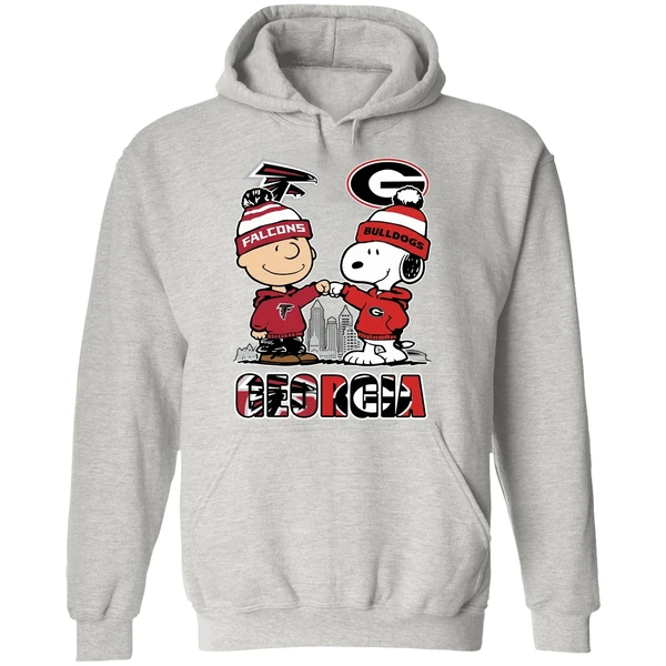 Snoopy And Charlie Brown Atlanta Falcons And Georgia Bulldogs Hoodie - Image 9