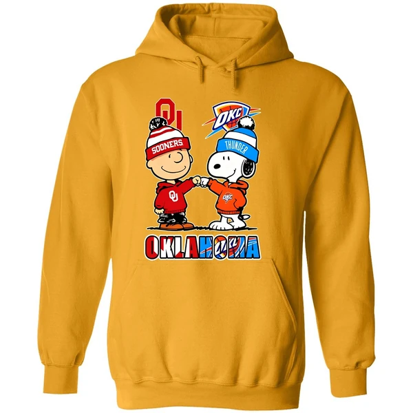 Snoopy And Charlie Brown Oklahoma Sports Thunder And Sooners Hoodie