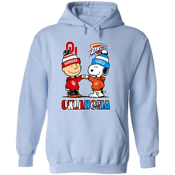 Snoopy And Charlie Brown Oklahoma Sports Thunder And Sooners Hoodie - Image 4