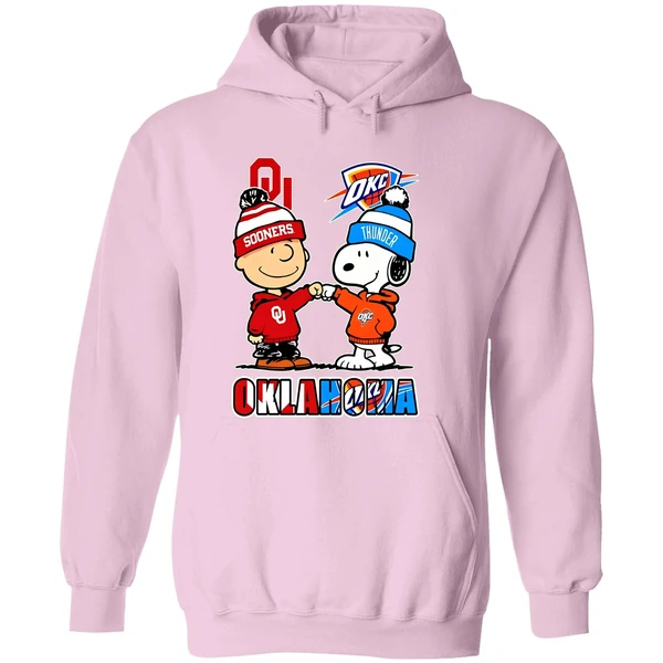 Snoopy And Charlie Brown Oklahoma Sports Thunder And Sooners Hoodie - Image 5