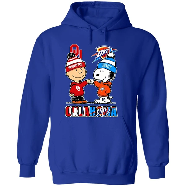 Snoopy And Charlie Brown Oklahoma Sports Thunder And Sooners Hoodie - Image 7