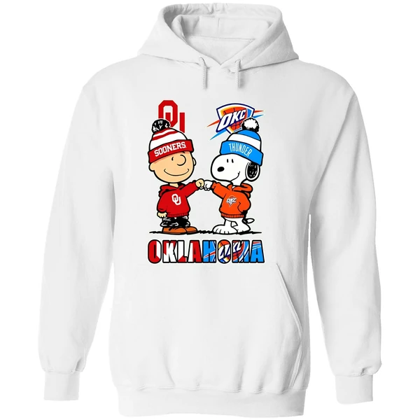 Snoopy And Charlie Brown Oklahoma Sports Thunder And Sooners Hoodie - Image 8