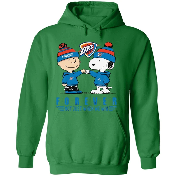 Snoopy And Charlie Brown Vs Oklahoma City Thunder Not Just When We Win Hoodie - Image 2