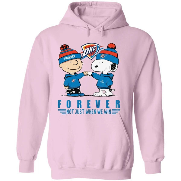 Snoopy And Charlie Brown Vs Oklahoma City Thunder Not Just When We Win Hoodie - Image 5